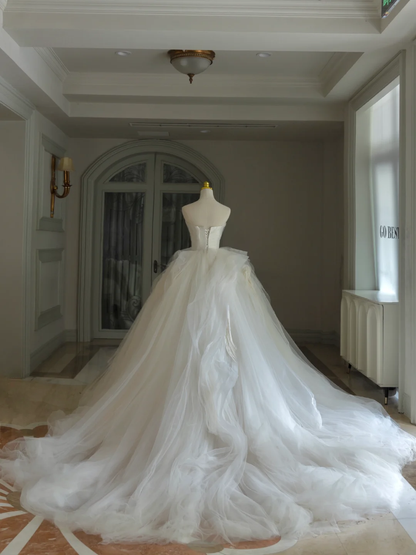 Princess Bridal Dress Ball Gown Sweetheart Tulle White Wedding Dress Long Wedding Dresses Modest Wedding Gowns DH1565