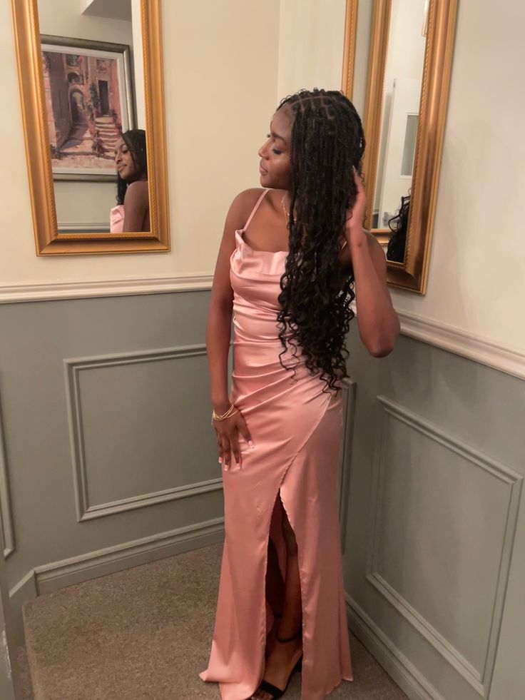 Elegant Sheath Spaghetti Straps Pink Satin Long Prom Dresses Party Dress Summer 22th Birthday Outfits 18th Birthday Dresses DH1610