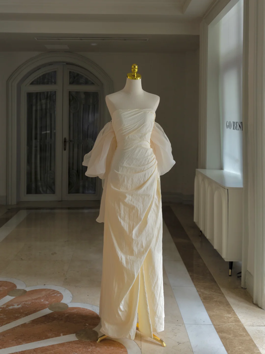 Princess Bridal Dress Sheath Strapless Wedding Dress With Short Sleeves Wedding Dresses Modest Wedding Gowns DH1613