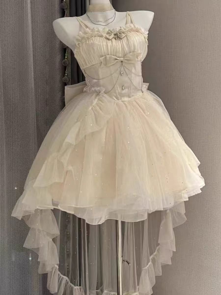 Gothic Ball Gown Spaghetti Straps Ivory Formal 8th Grade Homecoming Dresses Middle School Lolita Dress Birthday Dress Lolita Outfits DH1642