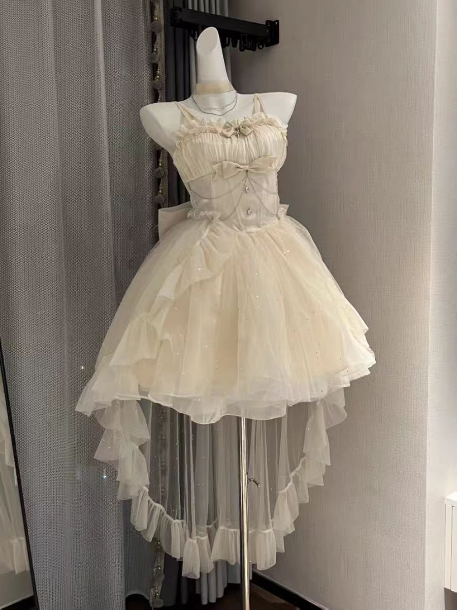 Gothic Ball Gown Spaghetti Straps Ivory Formal 8th Grade Homecoming Dresses Middle School Lolita Dress Birthday Dress Lolita Outfits DH1642