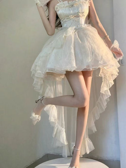 Gothic Ball Gown Spaghetti Straps Ivory Formal 8th Grade Homecoming Dresses Middle School Lolita Dress Birthday Dress Lolita Outfits DH1643