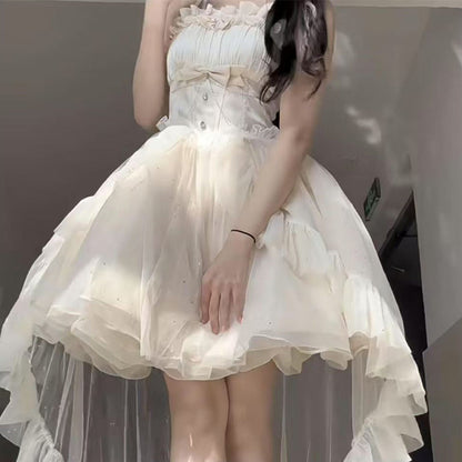 Gothic Ball Gown Spaghetti Straps Ivory Formal 8th Grade Homecoming Dresses Middle School Lolita Dress Birthday Dress Lolita Outfits DH1643