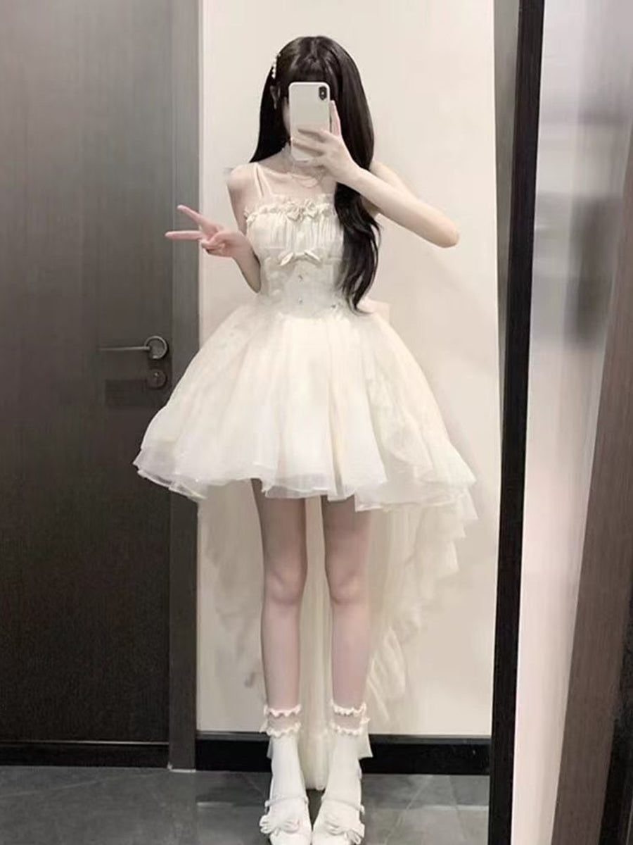 Gothic Ball Gown Spaghetti Straps Ivory Formal 8th Grade Homecoming Dresses Middle School Lolita Dress Birthday Dress Lolita Outfits DH1643