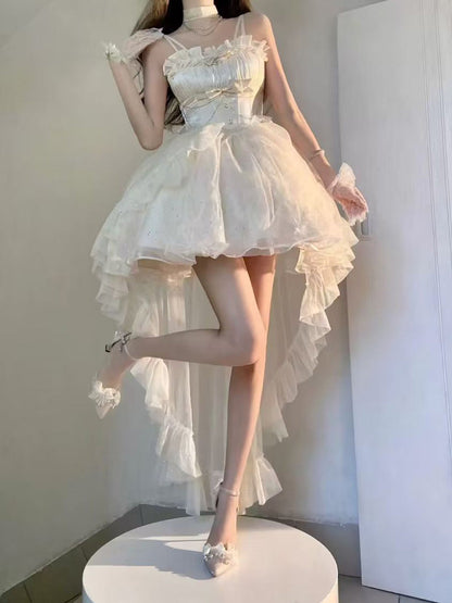 Gothic Ball Gown Spaghetti Straps Ivory Formal 8th Grade Homecoming Dresses Middle School Lolita Dress Birthday Dress Lolita Outfits DH1643