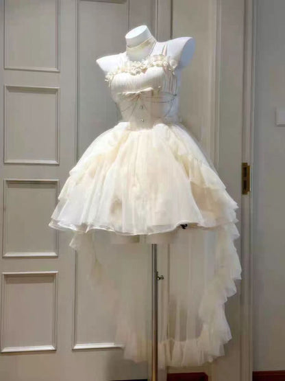 Cute Ball Gown Spaghetti Straps Ivory Formal 8th Grade Homecoming Dresses Middle School Lolita Dress Birthday Dress Lolita Outfits DH1645