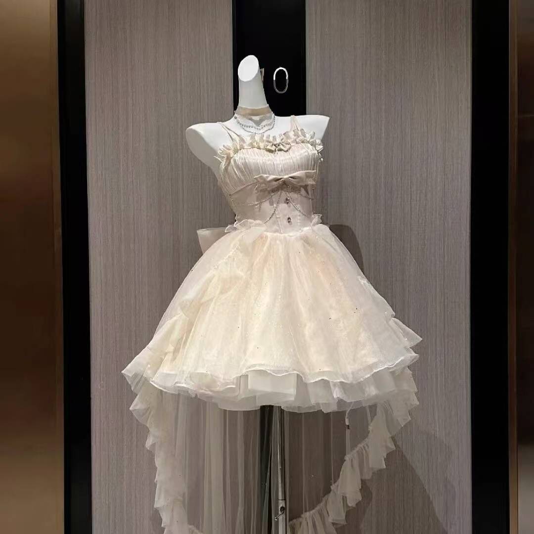 Cute Ball Gown Spaghetti Straps Ivory Formal 8th Grade Homecoming Dresses Middle School Lolita Dress Birthday Dress Lolita Outfits DH1645