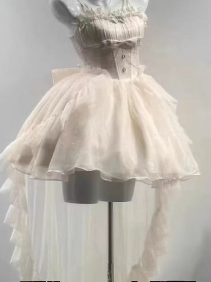 Cute Ball Gown Spaghetti Straps Ivory Formal 8th Grade Homecoming Dresses Middle School Lolita Dress Birthday Dress Lolita Outfits DH1645