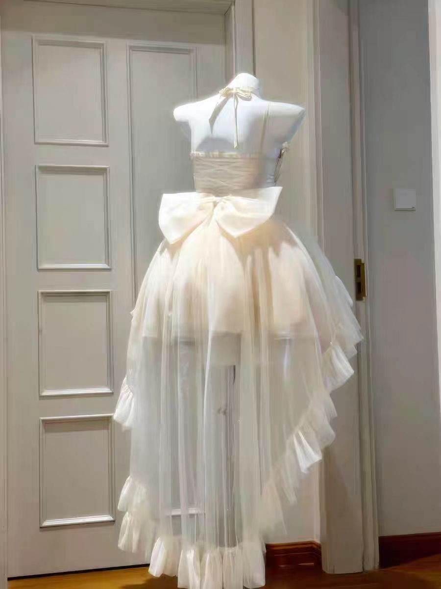 Cute Ball Gown Spaghetti Straps Ivory Formal 8th Grade Homecoming Dresses Middle School Lolita Dress Birthday Dress Lolita Outfits DH1646