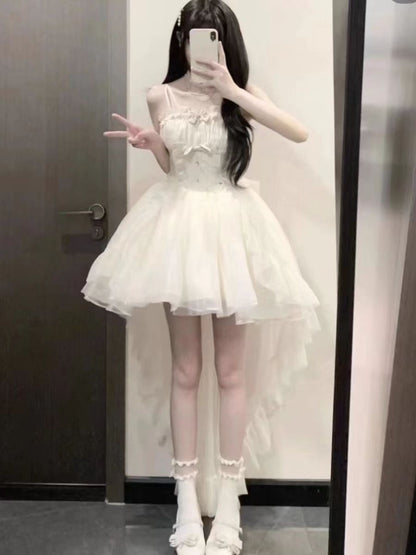 Cute Ball Gown Spaghetti Straps Ivory Formal 8th Grade Homecoming Dresses Middle School Lolita Dress Birthday Dress Lolita Outfits DH1646