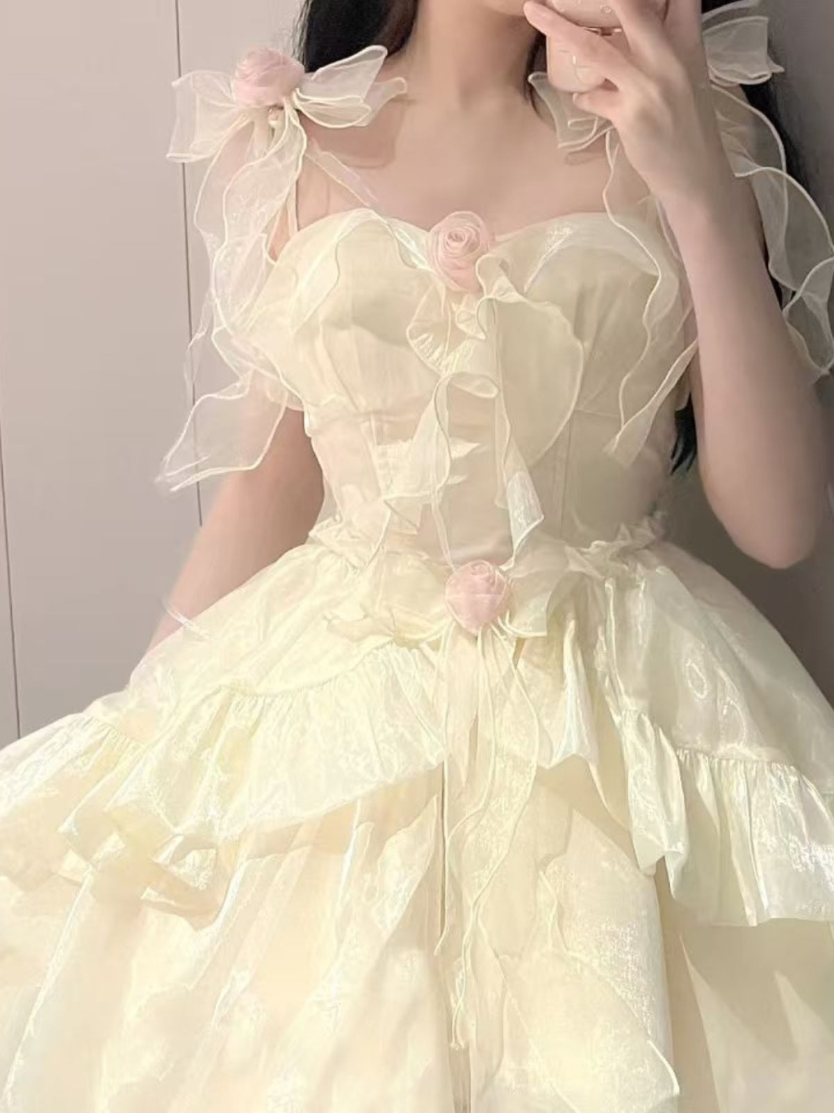 Cute Ball Gown Straps Ivory Tulle Formal 8th Grade Homecoming Dresses Middle School Lolita Dress Birthday Dress Lolita Outfits DH1648