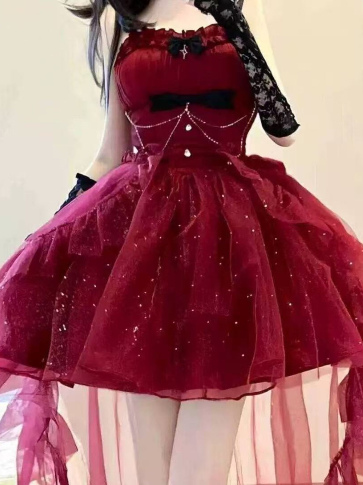 Goth Ball Gown Spaghetti Straps Burgundy Short Mini Corset Back Formal 8th Grade Homecoming Dresses Middle School Lolita Dress 18th Birthday Outfits Lolita Outfit DH1654