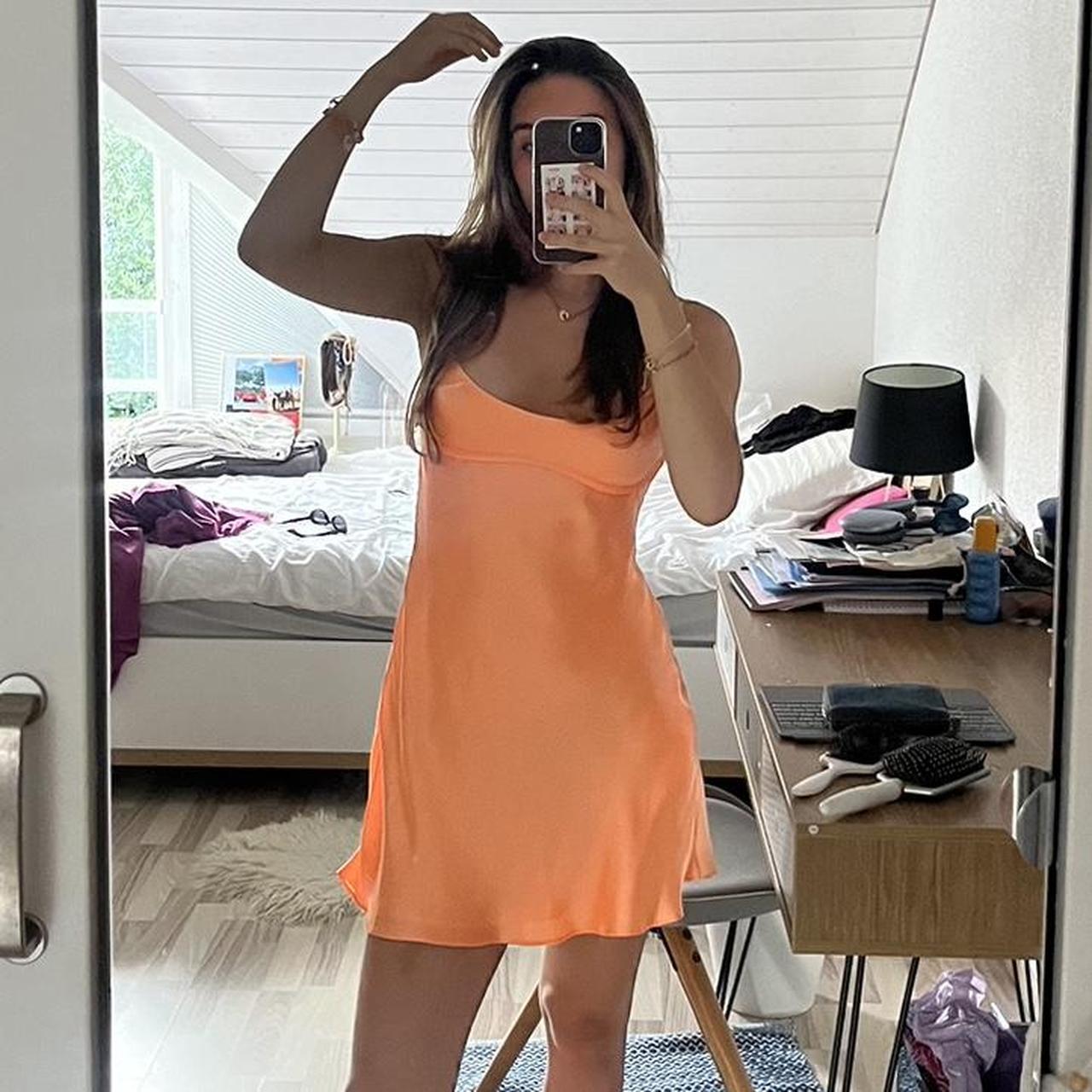 Modest A line Spaghetti Straps Orange Satin Short Formal 8th Grade Homecoming Dresses Middle School Semi Mini Formal Hoco Dress Backless Cocktail Outfits DH1722