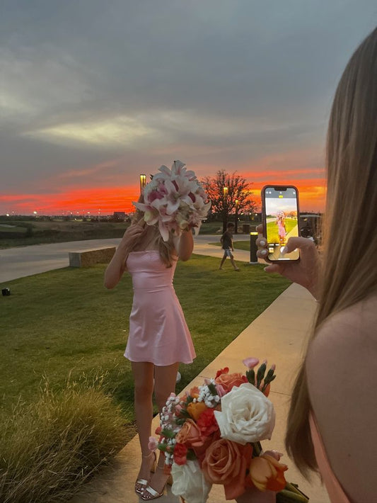 Classy A line Strapless Pink Satin Short Mini Formal 8th Grade Homecoming Dresses Middle School Hoco Court Dress 20th Birthday Dress Hoco Outfits DH1743