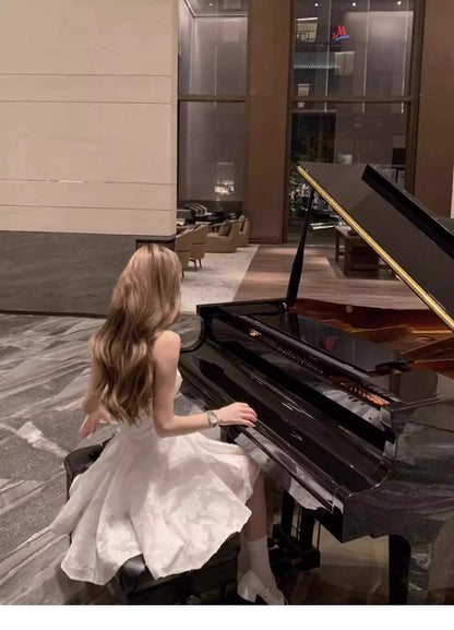 Classy A Line Halter White Lace Satin Short Mini Formal 8th Grade Homecoming Dresses Middle School Hoco Court Dress 16th Birthday Dress Hoco Outfits DH1798