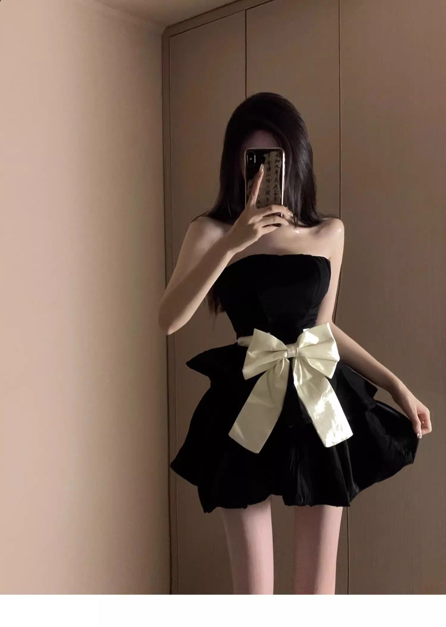 Classy Ball Gown Strapless Little Black Dress Short Mini Formal 8th Grade Homecoming Dresses Middle School Hoco Court Dress 21st Birthday Dress Hoco Outfits DH1799