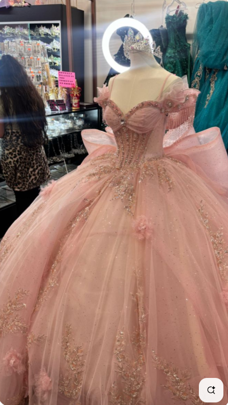 Princess Ball Gown Off The Shoulder Straps Pink Tulle Long Quinceanera Dress Formal Gowns Vestido De 15 Anos Sweet 16 Dress DH1857