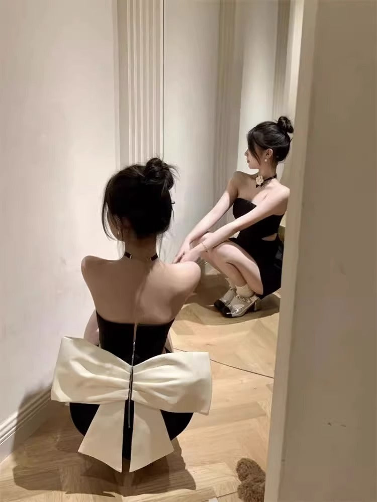 Classy A Line Strapless Little Black Dress Short Mini Formal 8th Grade Homecoming Dresses Middle School Hoco Court Dress 21st Birthday Dress Hoco Outfits DH1881