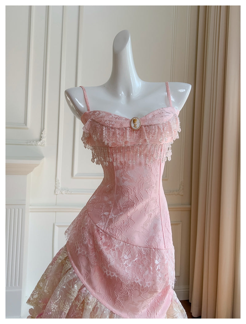 Cute A Line Spaghetti Straps Pink Lace Grad Dress Inspo Formal 8th Grade Homecoming Dresses High School Hoco Court Dress Graduation Dress Hoco Outfits DH1900