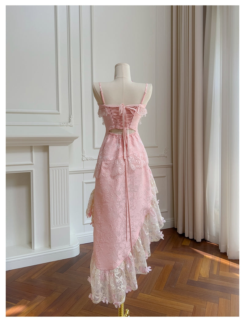 Cute A Line Spaghetti Straps Pink Lace Grad Dress Inspo Formal 8th Grade Homecoming Dresses High School Hoco Court Dress Graduation Dress Hoco Outfits DH1900