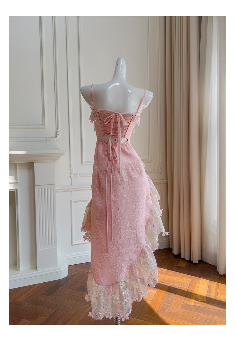 Cute A Line Spaghetti Straps Pink Lace Grad Dress Inspo Formal 8th Grade Homecoming Dresses High School Hoco Court Dress Graduation Dress Hoco Outfits DH1900