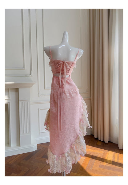 Cute A Line Spaghetti Straps Pink Lace Grad Dress Inspo Formal 8th Grade Homecoming Dresses High School Hoco Court Dress Graduation Dress Hoco Outfits DH1900