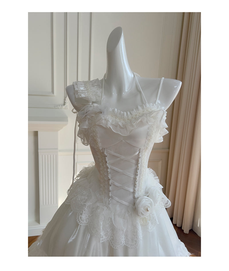 Pretty Ball Gown Spaghetti Straps Corset Back White Grad Dress Inspo Short Mini Formal 8th Grade Homecoming Dresses High School Hoco Court Dress Graduation Dress Cocktail Birthday Outfits DH1913