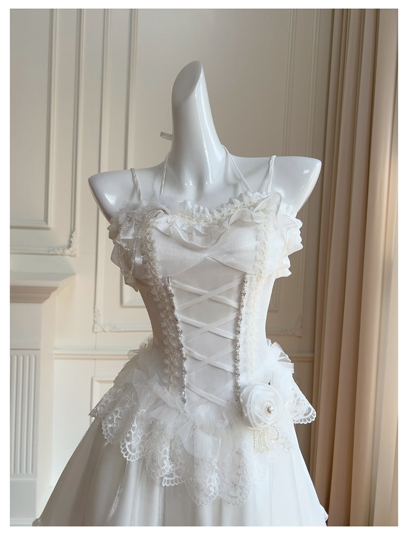 Pretty Ball Gown Spaghetti Straps Corset Back White Grad Dress Inspo Short Mini Formal 8th Grade Homecoming Dresses High School Hoco Court Dress Graduation Dress Cocktail Birthday Outfits DH1913