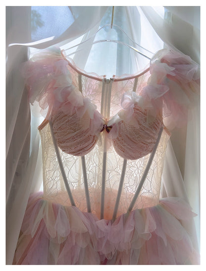 Pretty Ball Gown V Neck Pink Grad Dress Inspo Short Mini Formal 8th Grade Homecoming Dresses High School Hoco Court Dress Graduation Dress Cocktail Birthday Outfits DH1914