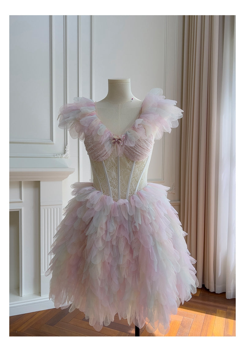 Cute Ball Gown V Neck Pink Grad Dress Inspo Short Mini Formal 8th Grade Homecoming Dresses High School Hoco Court Dress Graduation Dress Cocktail Birthday Outfits DH1915