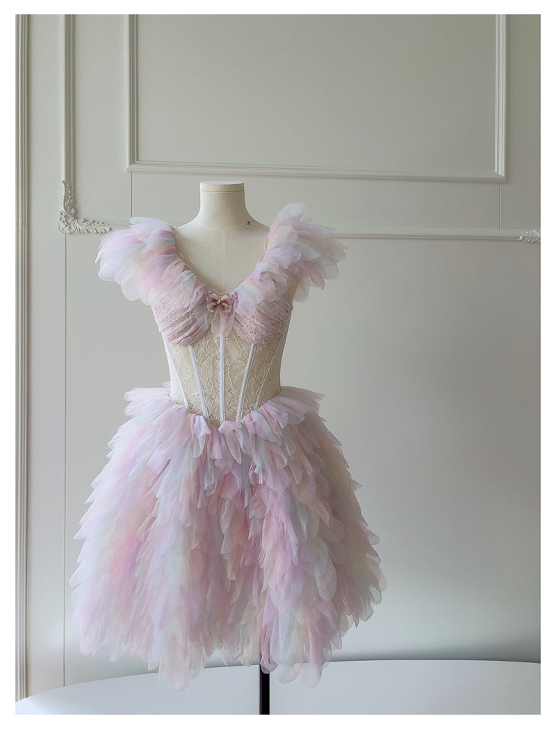 Cute Ball Gown V Neck Pink Grad Dress Inspo Short Mini Formal 8th Grade Homecoming Dresses High School Hoco Court Dress Graduation Dress Cocktail Birthday Outfits DH1915