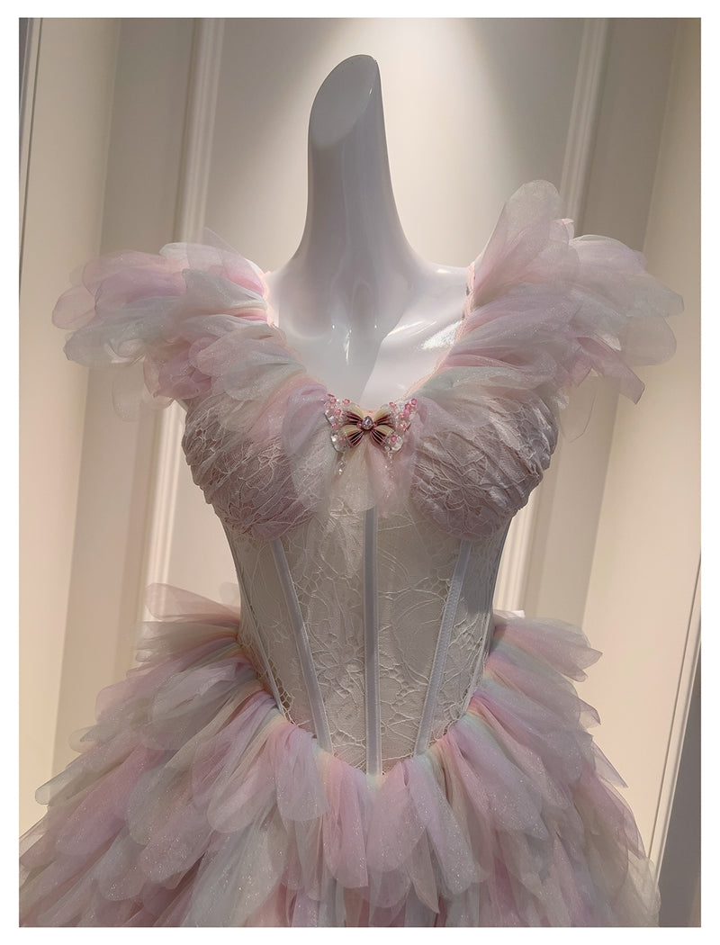 Cute Ball Gown V Neck Pink Grad Dress Inspo Short Mini Formal 8th Grade Homecoming Dresses High School Hoco Court Dress Graduation Dress Cocktail Birthday Outfits DH1915