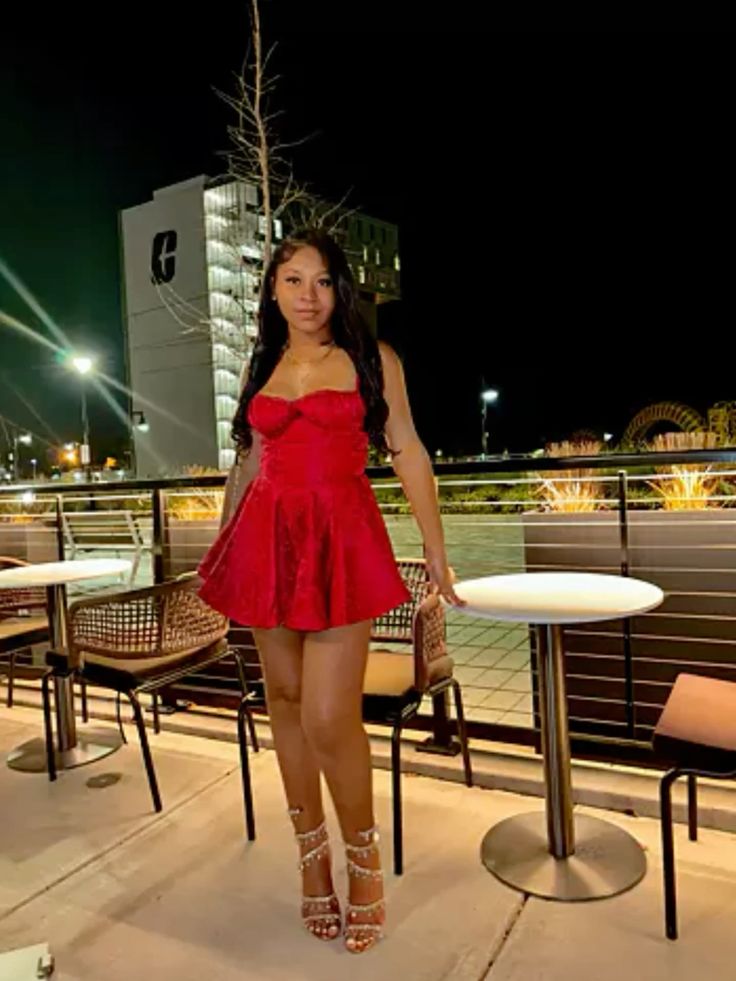 Classy A Line Straps Red Satin Grad Dress Inspo Short Mini Formal 8th Grade Homecoming Dresses Middle School Hoco Court Dress Graduation Dress Cocktail Dress 16th Birthday Outfits DH1924