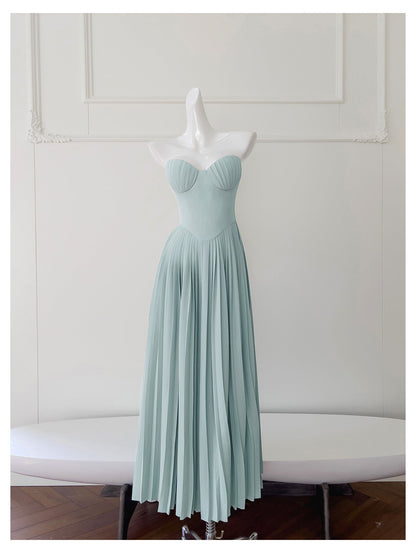 Simple A Line Sweetheart Blue Chiffon Long Prom Dresses Party Dress 20th Birthday Outfits Graduation Dresses DH1934