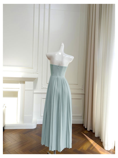 Simple A Line Sweetheart Blue Chiffon Long Prom Dresses Party Dress 20th Birthday Outfits Graduation Dresses DH1934