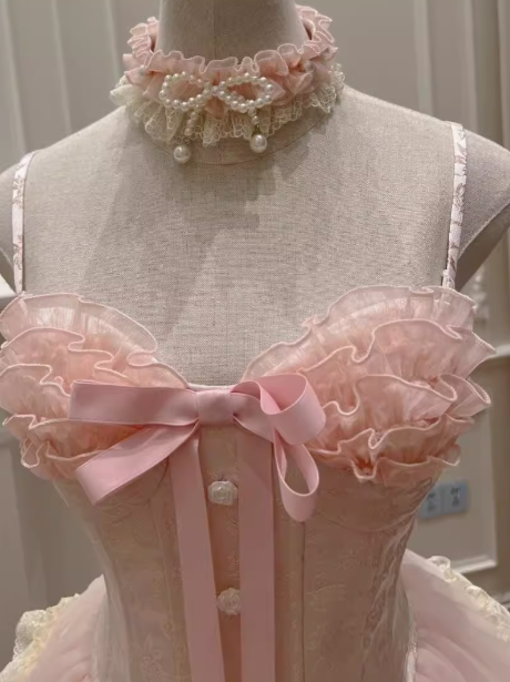 Modest Ball Gown Spaghetti Straps Pink Lace Grad Dress Inspo Short Mini Formal 8th Grade Homecoming Dresses High School Hoco Court Dress Graduation Dress Cocktail Gown Birthday Outfits DH1935