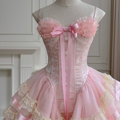 Modest Ball Gown Spaghetti Straps Pink Lace Grad Dress Inspo Short Mini Formal 8th Grade Homecoming Dresses High School Hoco Court Dress Graduation Dress Cocktail Gown Birthday Outfits DH1935