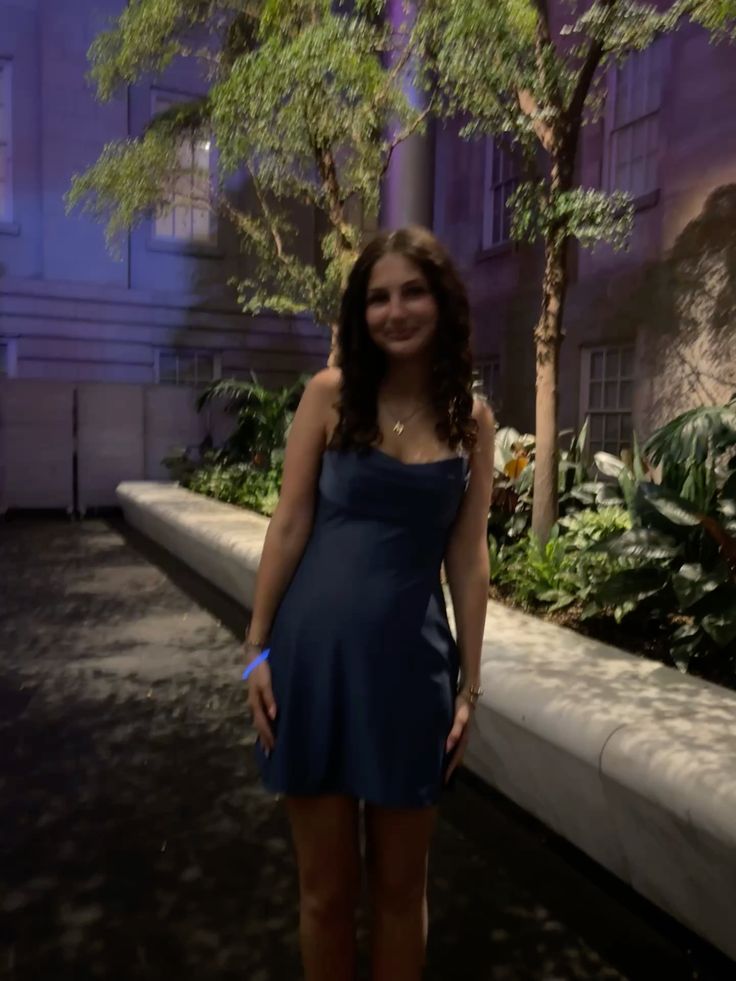 Simple A Line Spaghetti Straps Navy Blue Satin Formal 8th Grade Homecoming Dresses Middle School Short Birthday Gowns Graduation Dress Hoco Outfits DH2001