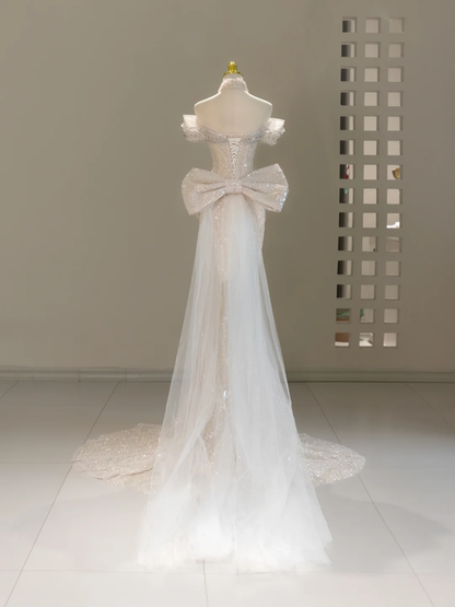 Unique Wedding Dress Mermaid Off The Shoulder Sequin Long Wedding Dresses Bridal Gowns DH2060