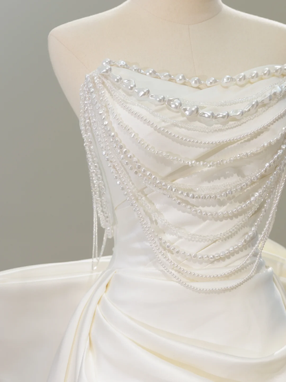 Timeless Bridal Dress Mermaid Sweetheart Satin White Long Wedding Dress Boho Wedding Dresses Modest Wedding Gowns DH2066