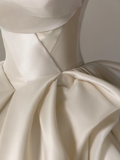 Timeless Bridal Dress Ball Gown Sweetheart Satin White Long Wedding Dress Long Wedding Dresses Modest Wedding Gowns DH2075