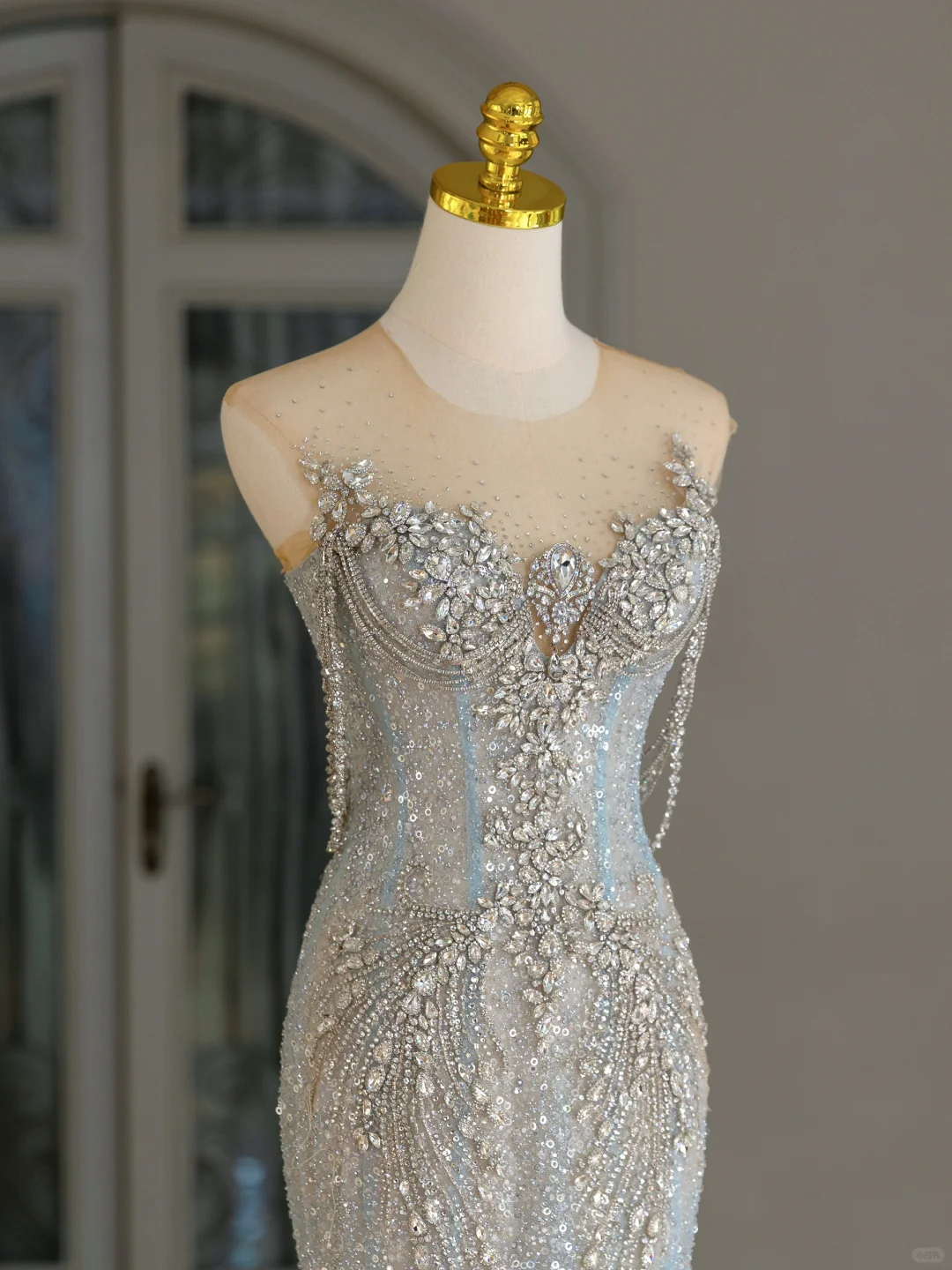 Sexy Mermaid Scoop Neck Light Blue Sequin Long Prom Dresses Party Dress 20th Birthday Outfits Graduation Dresses DH2078