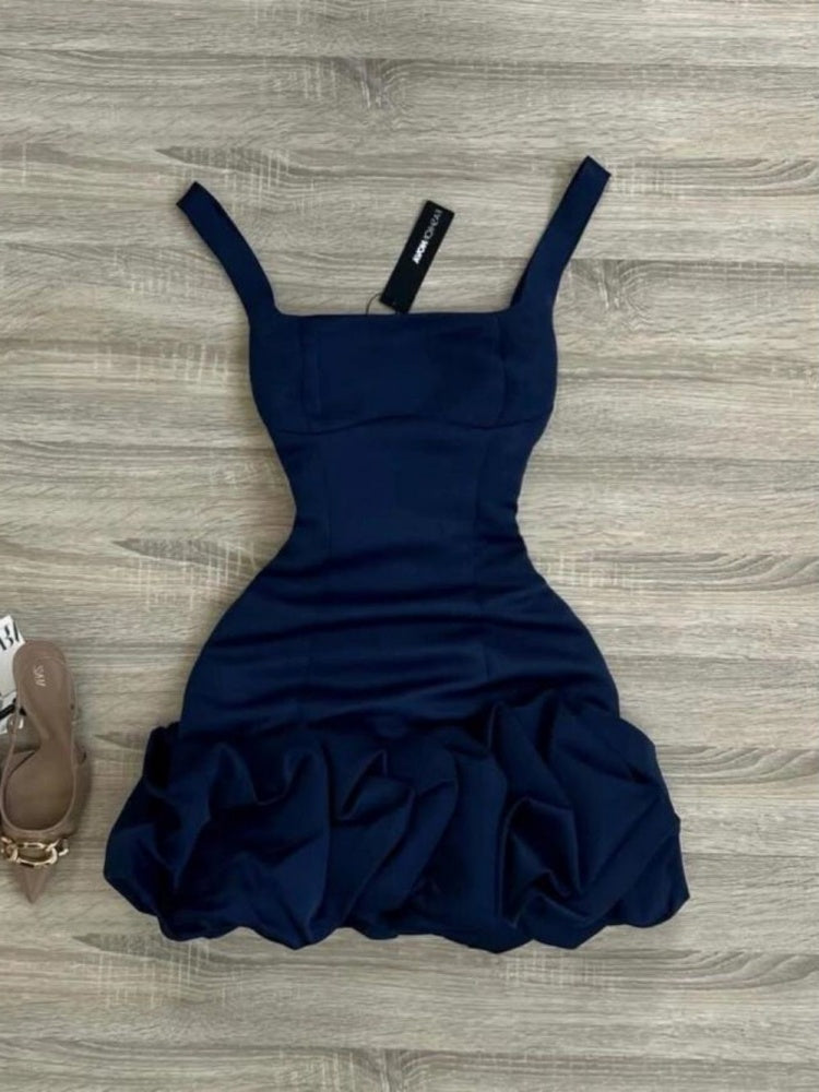 Sexy Sheath Square Neck Navy Blue Satin Formal 8th Grade Homecoming Dresses Middle School Short Birthday Gowns Graduation Dress Hoco Outfits DH2090