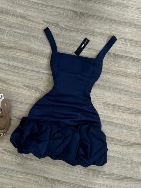 Sexy Sheath Square Neck Navy Blue Satin Formal 8th Grade Homecoming Dresses Middle School Short Birthday Gowns Graduation Dress Hoco Outfits DH2090