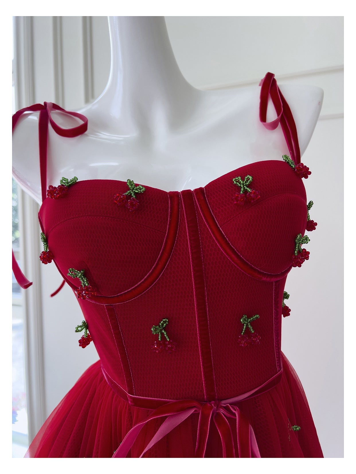 Modest A Line Spaghetti Straps Red Tulle Formal 8th Grade Homecoming Dresses Middle School Tea Length Birthday Gowns Graduation Dress Hoco Outfits DH2103