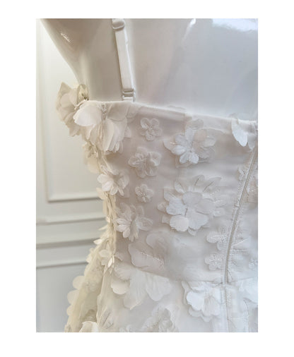 Modest A Line Spaghetti Straps White Floral Formal 8th Grade Homecoming Dresses Middle School Short Birthday Gowns Graduation Dress Hoco Outfits DH2105