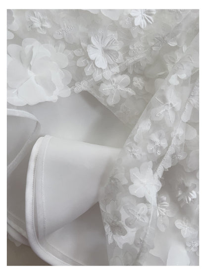 Modest A Line Spaghetti Straps White Floral Formal 8th Grade Homecoming Dresses Middle School Short Birthday Gowns Graduation Dress Hoco Outfits DH2105