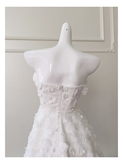 Modest A Line Spaghetti Straps White Floral Formal 8th Grade Homecoming Dresses Middle School Short Birthday Gowns Graduation Dress Hoco Outfits DH2105