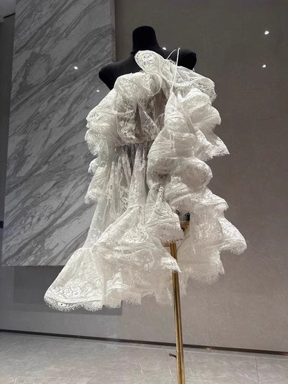 Princess Ball Gown Off The Shoulder White Lace Short Mini Formal 8th Grade Homecoming Dresses Middle School Short Cocktail Dress Hoco Outfits DH2118