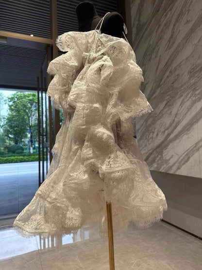 Princess Ball Gown Off The Shoulder White Lace Short Mini Formal 8th Grade Homecoming Dresses Middle School Short Cocktail Dress Hoco Outfits DH2118